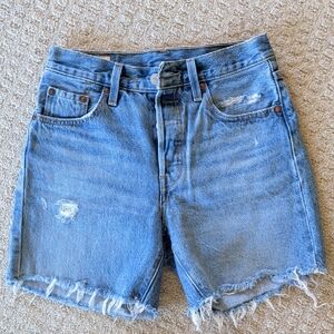 Levi's Light Blue Distressed Jean Shorts